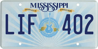 MS license plate LIF402