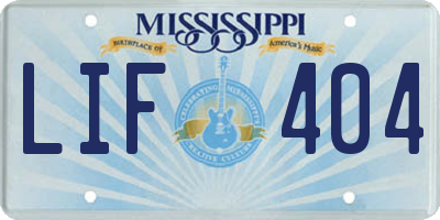 MS license plate LIF404