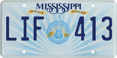 MS license plate LIF413