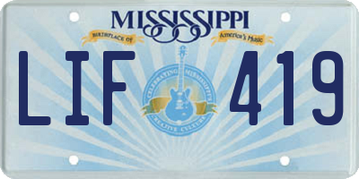 MS license plate LIF419