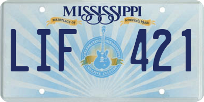 MS license plate LIF421