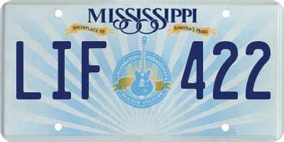 MS license plate LIF422