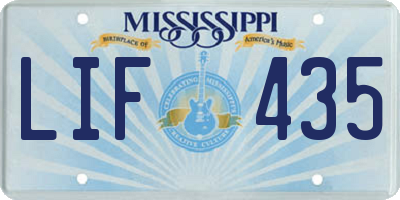 MS license plate LIF435