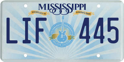 MS license plate LIF445