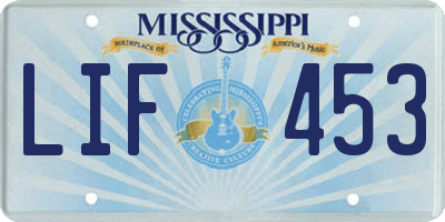 MS license plate LIF453