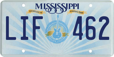 MS license plate LIF462