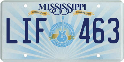 MS license plate LIF463
