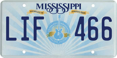 MS license plate LIF466