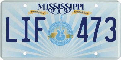 MS license plate LIF473