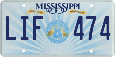 MS license plate LIF474