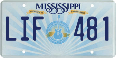 MS license plate LIF481