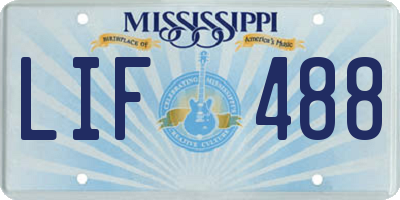 MS license plate LIF488