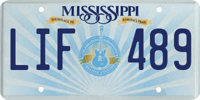 MS license plate LIF489