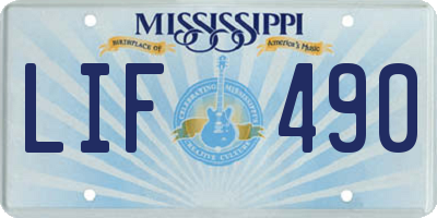 MS license plate LIF490
