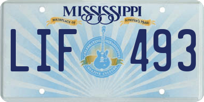 MS license plate LIF493