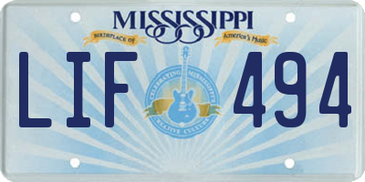 MS license plate LIF494