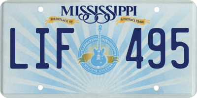 MS license plate LIF495