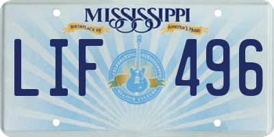MS license plate LIF496