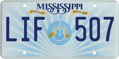 MS license plate LIF507