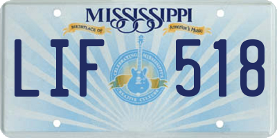 MS license plate LIF518