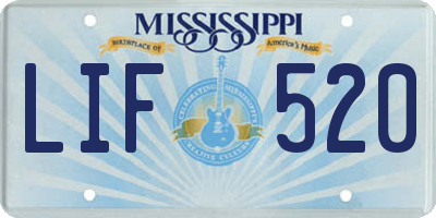 MS license plate LIF520
