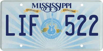 MS license plate LIF522