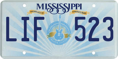 MS license plate LIF523