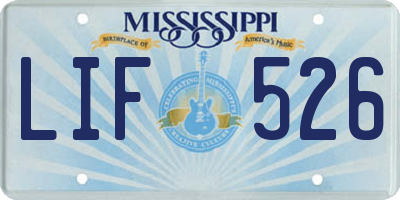 MS license plate LIF526
