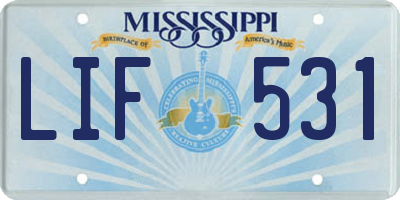 MS license plate LIF531