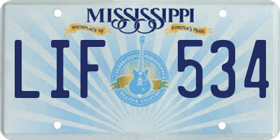 MS license plate LIF534