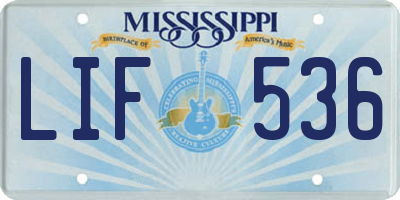 MS license plate LIF536