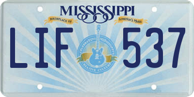 MS license plate LIF537