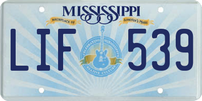 MS license plate LIF539
