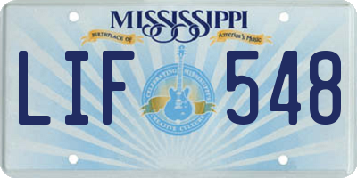 MS license plate LIF548