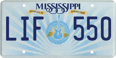 MS license plate LIF550
