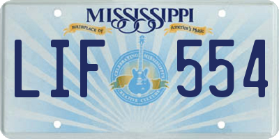 MS license plate LIF554