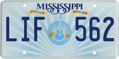 MS license plate LIF562