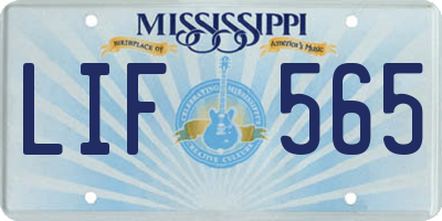 MS license plate LIF565