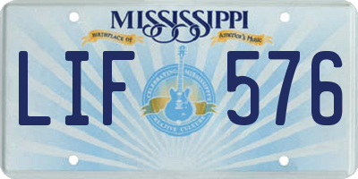 MS license plate LIF576