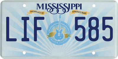MS license plate LIF585