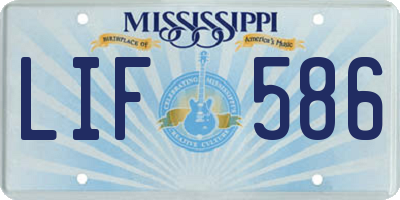 MS license plate LIF586