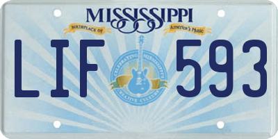 MS license plate LIF593