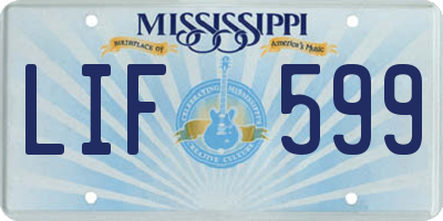 MS license plate LIF599