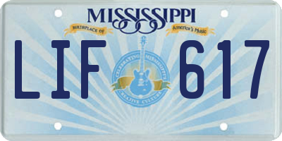 MS license plate LIF617