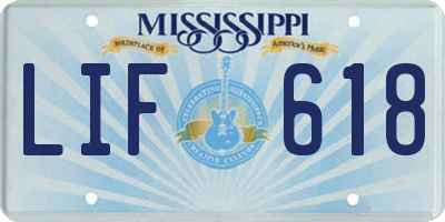 MS license plate LIF618