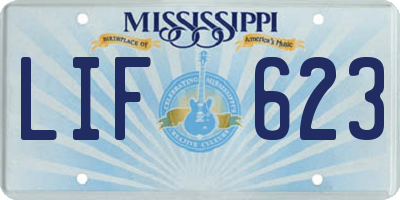 MS license plate LIF623
