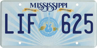 MS license plate LIF625