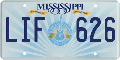 MS license plate LIF626
