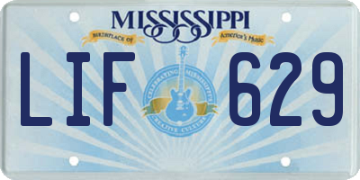MS license plate LIF629