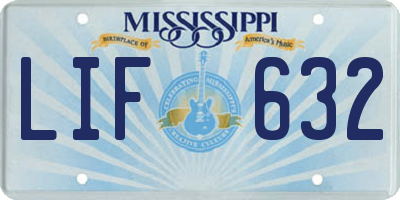 MS license plate LIF632